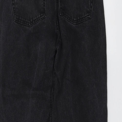 Denim & Co. Womens Black Cotton Straight Jeans Size 6 L23 in Regular Button