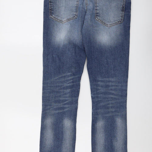 George Mens Blue Cotton Skinny Jeans Size 30 in L31 in Regular Button