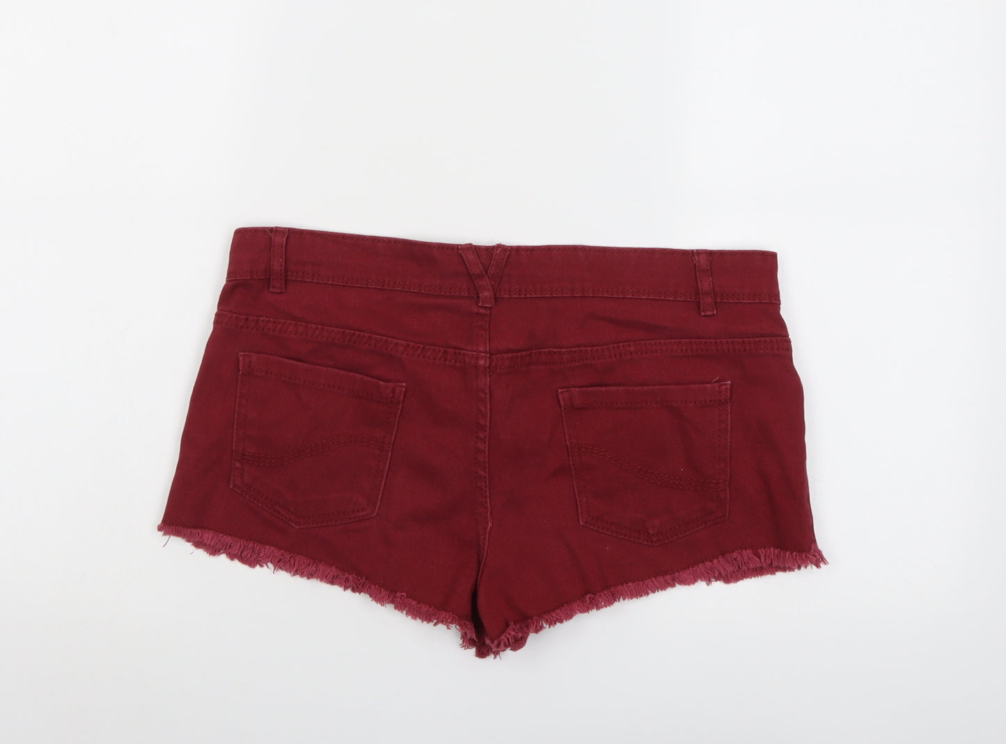 Denim & Co. Womens Red Cotton Cut-Off Shorts Size 12 L3 in Regular Button