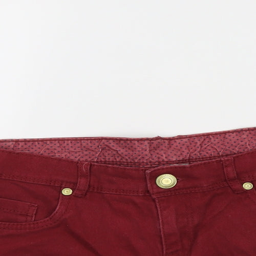 Denim & Co. Womens Red Cotton Cut-Off Shorts Size 12 L3 in Regular Button