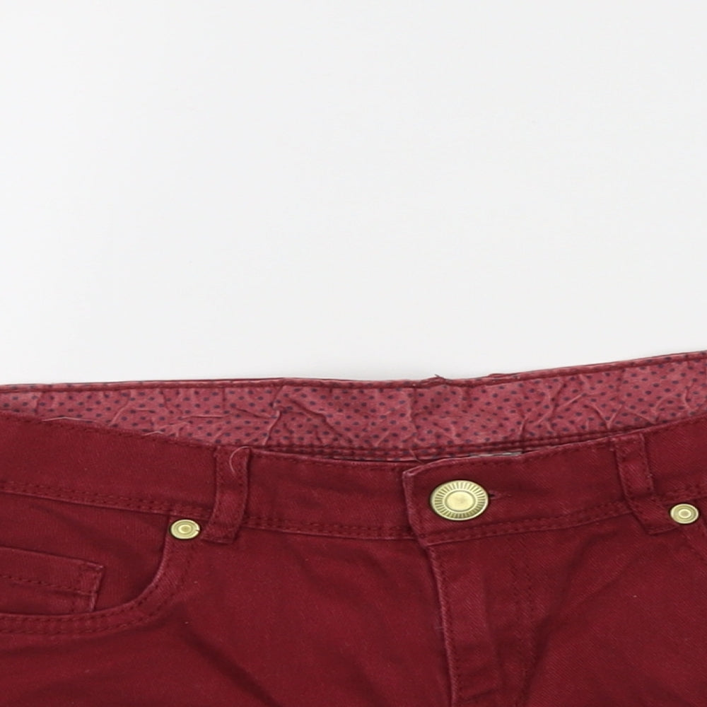 Denim & Co. Womens Red Cotton Cut-Off Shorts Size 12 L3 in Regular Button