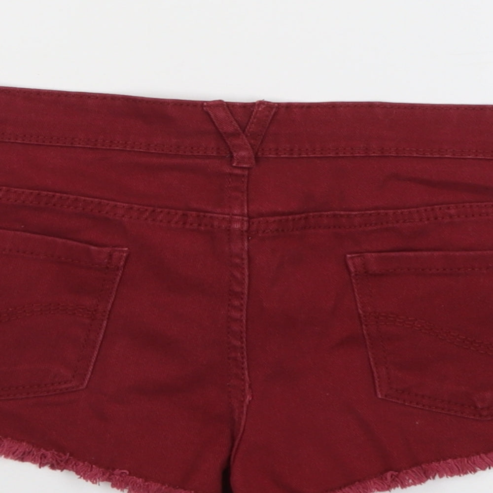 Denim & Co. Womens Red Cotton Cut-Off Shorts Size 12 L3 in Regular Button