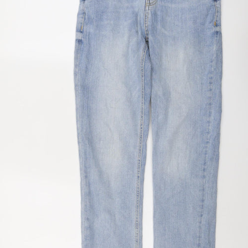 F&F Womens Blue Cotton Straight Jeans Size 10 L27 in Regular Button