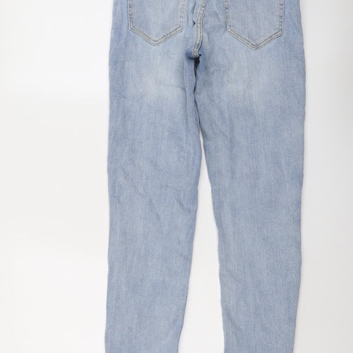 F&F Womens Blue Cotton Straight Jeans Size 10 L27 in Regular Button