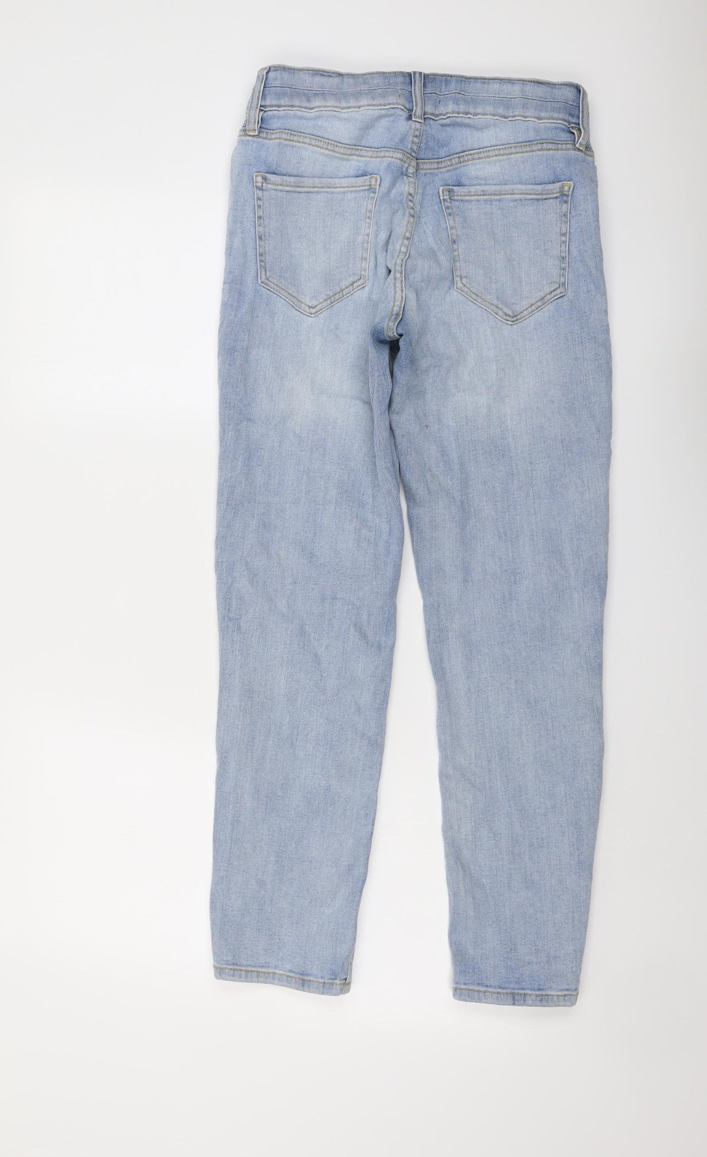 F&F Womens Blue Cotton Straight Jeans Size 10 L27 in Regular Button
