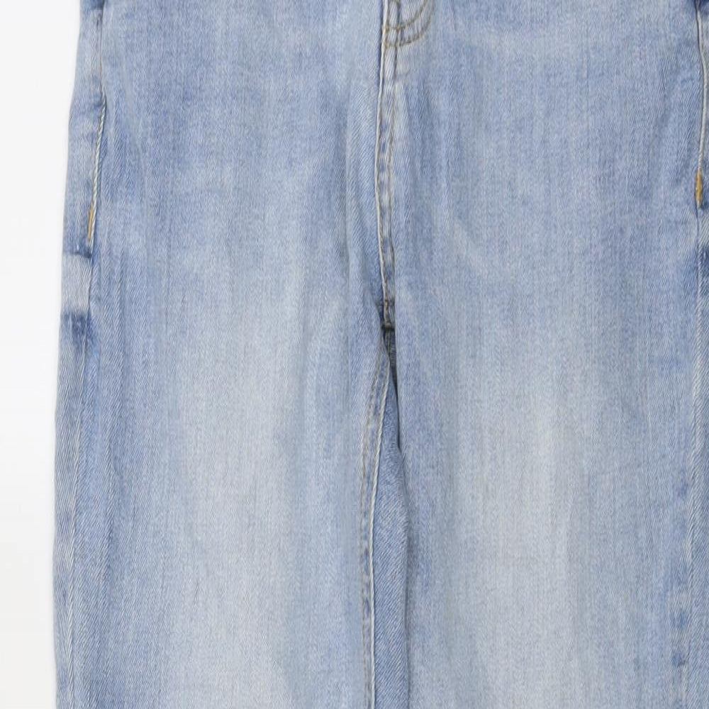 F&F Womens Blue Cotton Straight Jeans Size 10 L27 in Regular Button