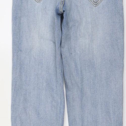F&F Womens Blue Cotton Straight Jeans Size 10 L27 in Regular Button