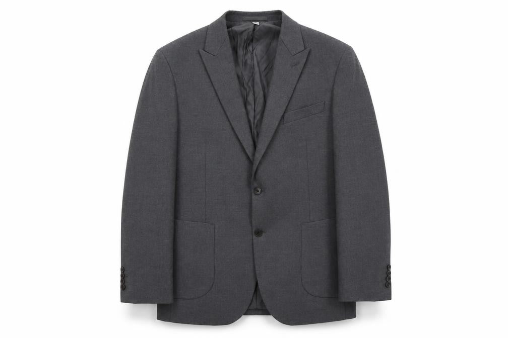 Front view of Marks & Spencer men’s grey polyester jacket suit jacket, size 42, regular