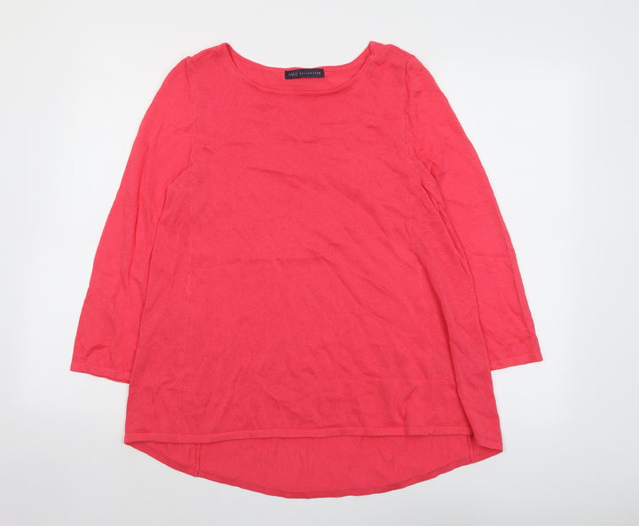 Marks and Spencer Womens Pink Round Neck Viscose Pullover Jumper Size 14