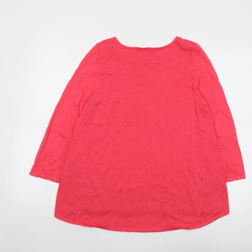 Marks and Spencer Womens Pink Round Neck Viscose Pullover Jumper Size 14