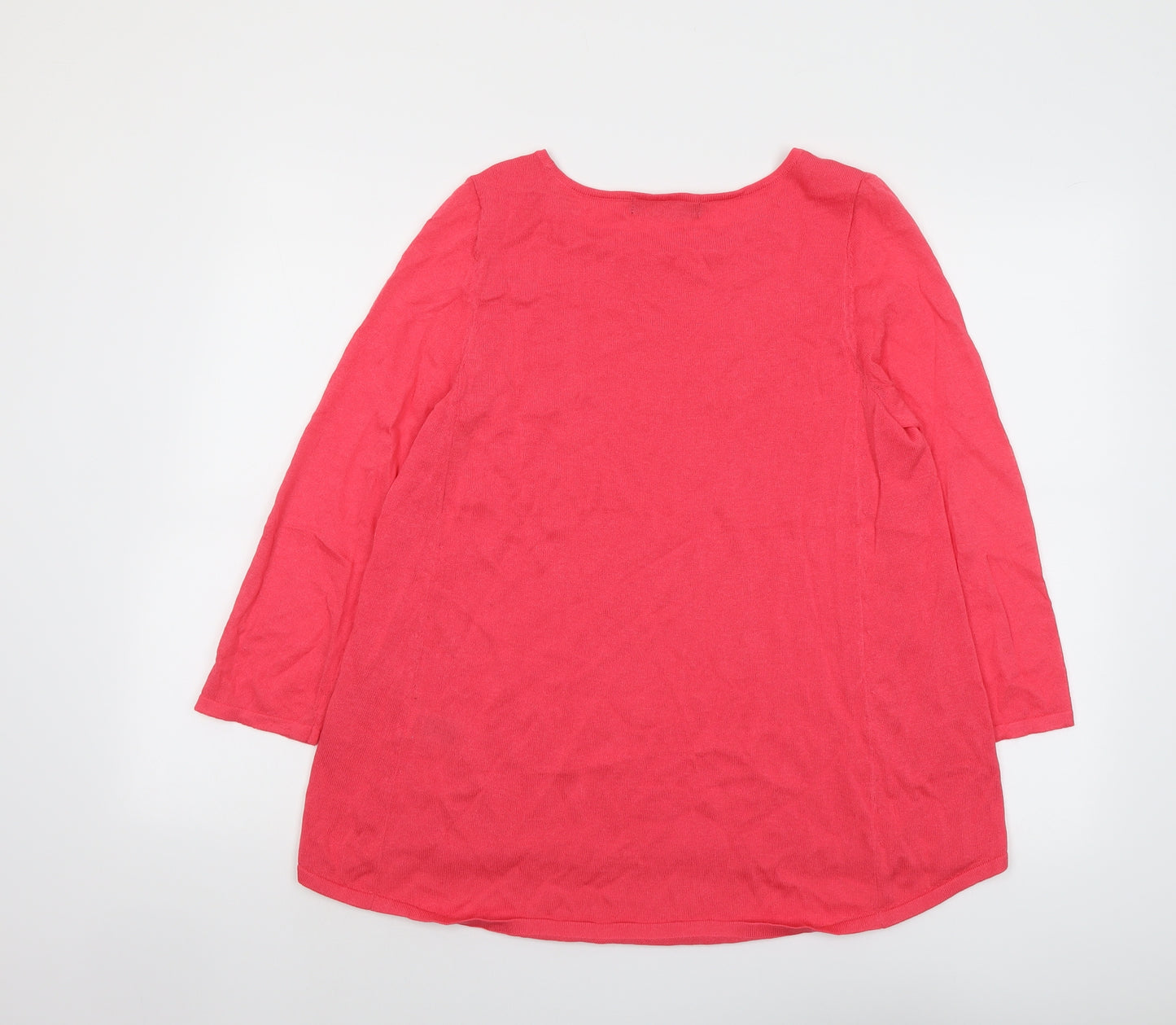 Marks and Spencer Womens Pink Round Neck Viscose Pullover Jumper Size 14