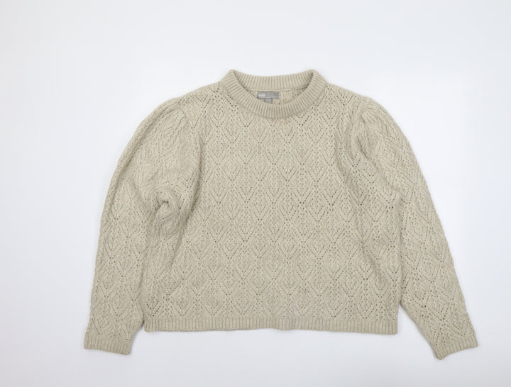 ASOS Womens Beige Round Neck Argyle/Diamond Acrylic Pullover Jumper Size 18