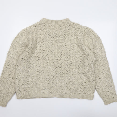 ASOS Womens Beige Round Neck Argyle/Diamond Acrylic Pullover Jumper Size 18