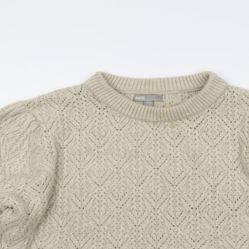 ASOS Womens Beige Round Neck Argyle/Diamond Acrylic Pullover Jumper Size 18