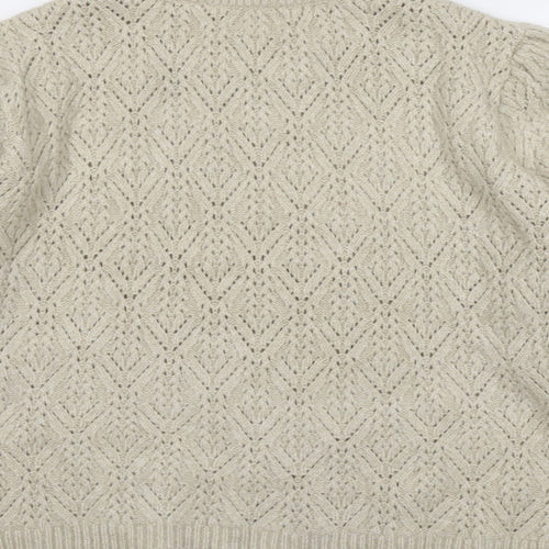 ASOS Womens Beige Round Neck Argyle/Diamond Acrylic Pullover Jumper Size 18