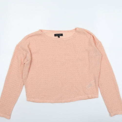 New Look Womens Pink Round Neck Polyester Pullover Jumper Size 8