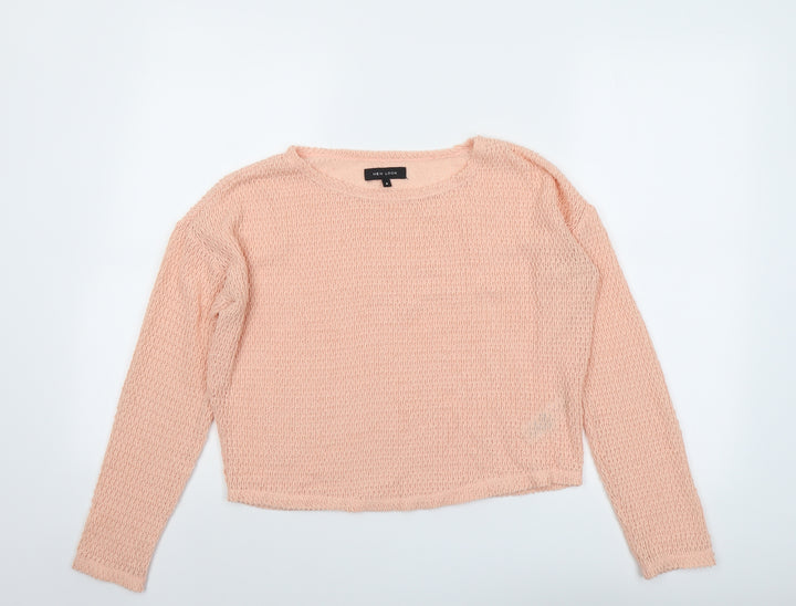 New Look Womens Pink Round Neck Polyester Pullover Jumper Size 8