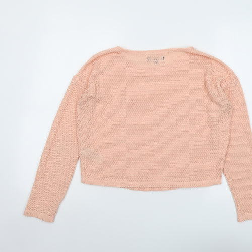 New Look Womens Pink Round Neck Polyester Pullover Jumper Size 8