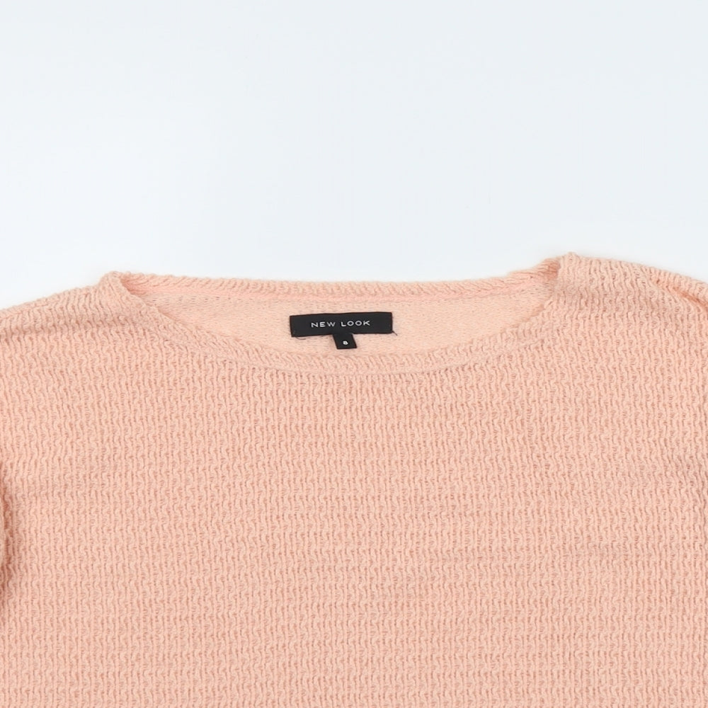 New Look Womens Pink Round Neck Polyester Pullover Jumper Size 8
