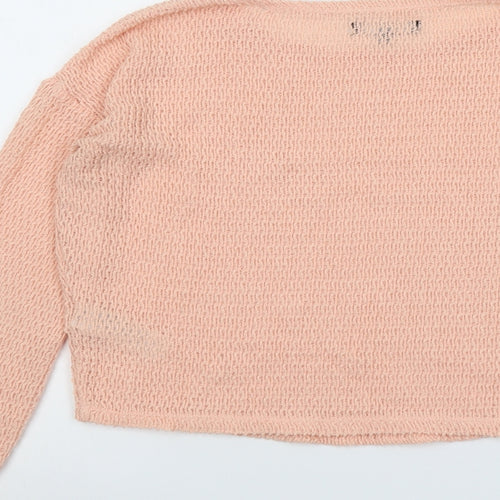 New Look Womens Pink Round Neck Polyester Pullover Jumper Size 8