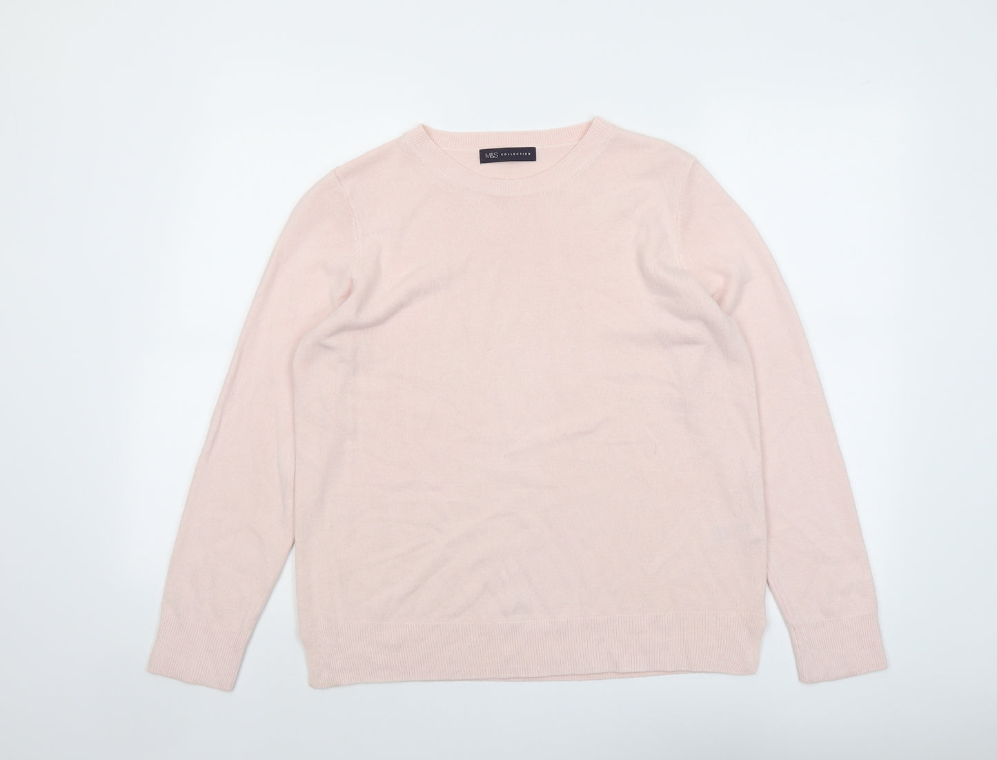 Marks and Spencer Womens Pink Round Neck Acrylic Pullover Jumper Size 16