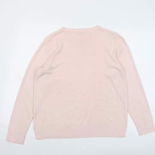Marks and Spencer Womens Pink Round Neck Acrylic Pullover Jumper Size 16