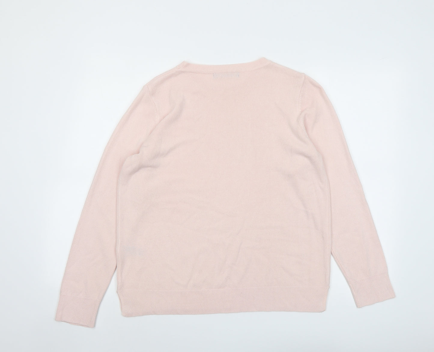Marks and Spencer Womens Pink Round Neck Acrylic Pullover Jumper Size 16