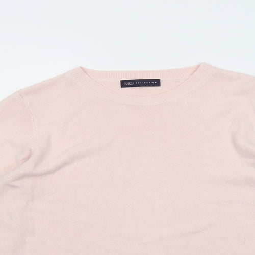 Marks and Spencer Womens Pink Round Neck Acrylic Pullover Jumper Size 16