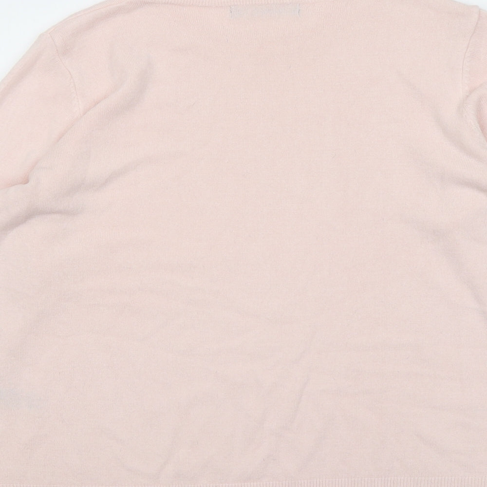 Marks and Spencer Womens Pink Round Neck Acrylic Pullover Jumper Size 16