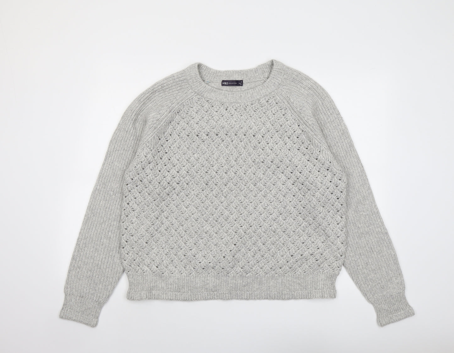 Marks and Spencer Womens Grey Round Neck Polyester Pullover Jumper Size M