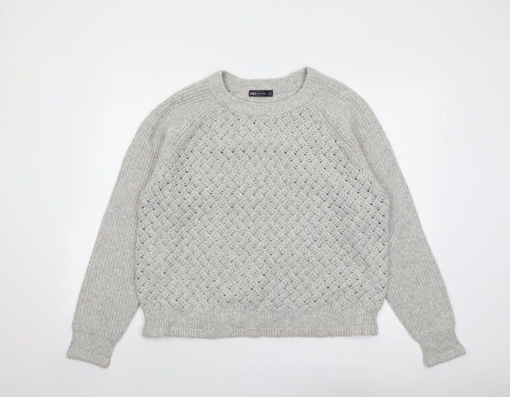 Marks and Spencer Womens Grey Round Neck Polyester Pullover Jumper Size M
