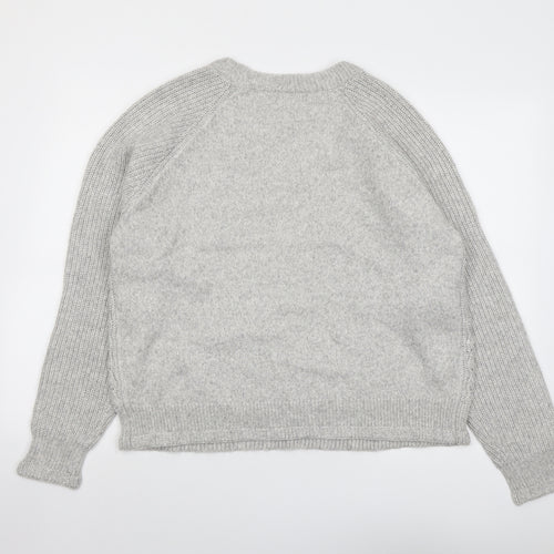 Marks and Spencer Womens Grey Round Neck Polyester Pullover Jumper Size M