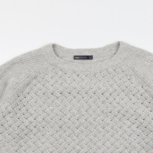 Marks and Spencer Womens Grey Round Neck Polyester Pullover Jumper Size M