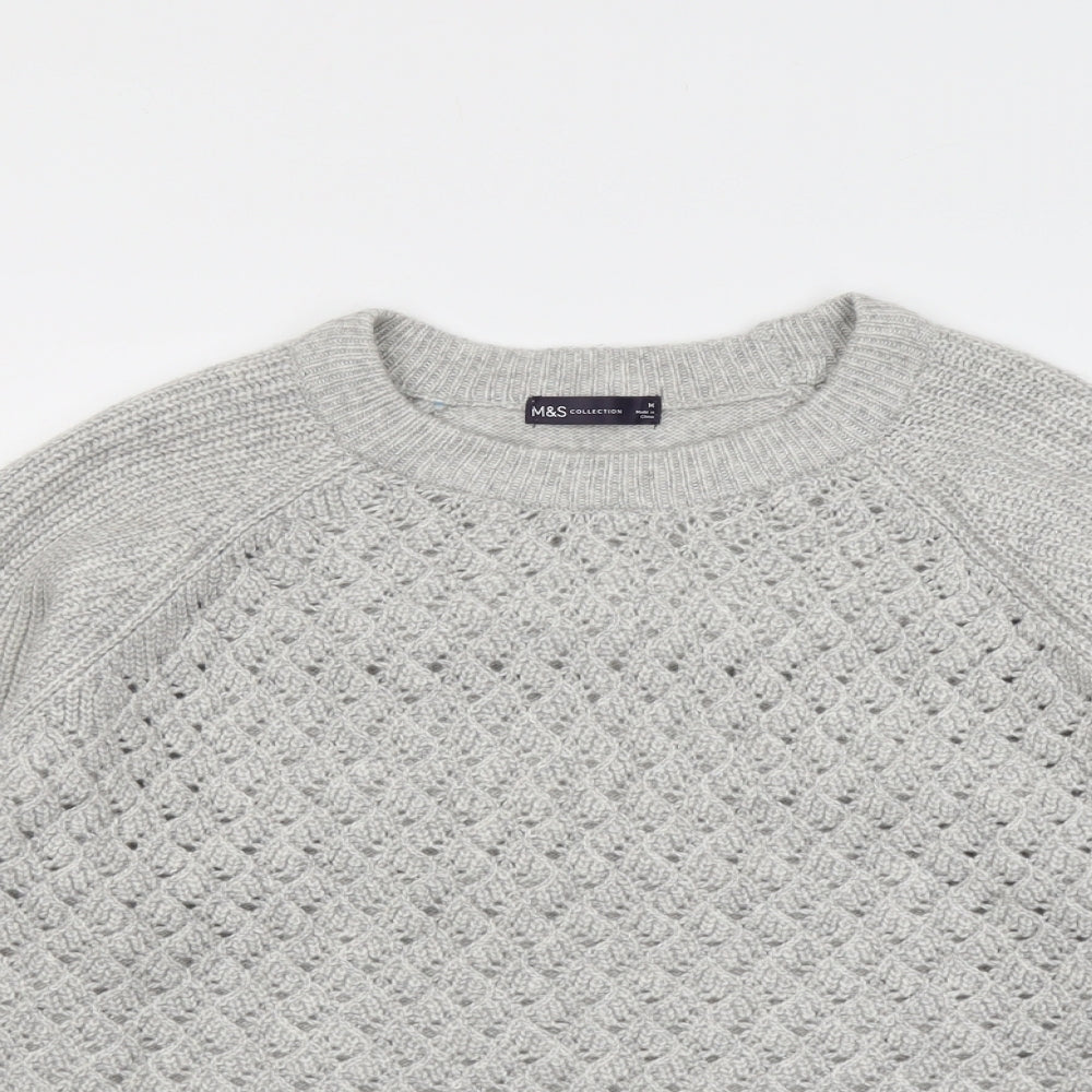 Marks and Spencer Womens Grey Round Neck Polyester Pullover Jumper Size M