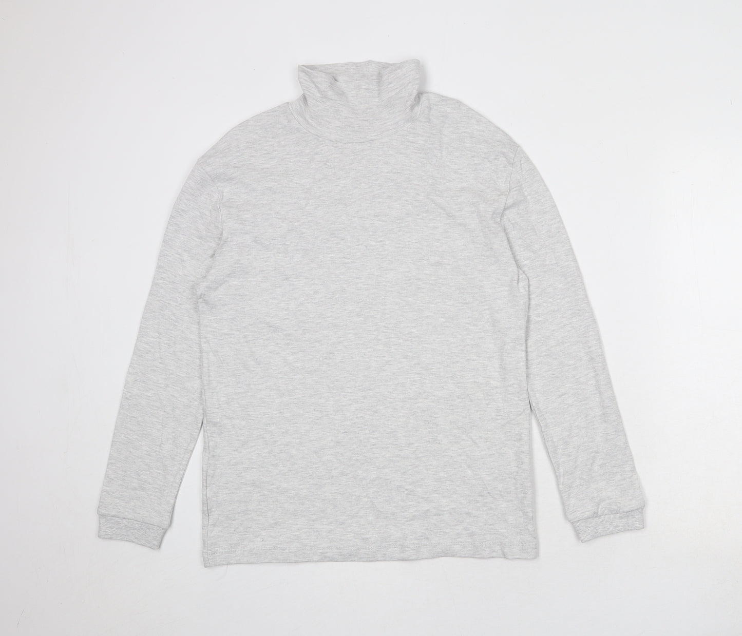 Marks and Spencer Boys Grey Cotton Basic T-Shirt Size 13-14 Years High Neck Pullover