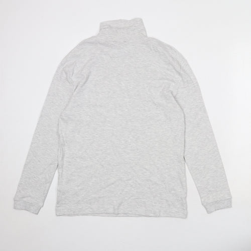 Marks and Spencer Boys Grey Cotton Basic T-Shirt Size 13-14 Years High Neck Pullover