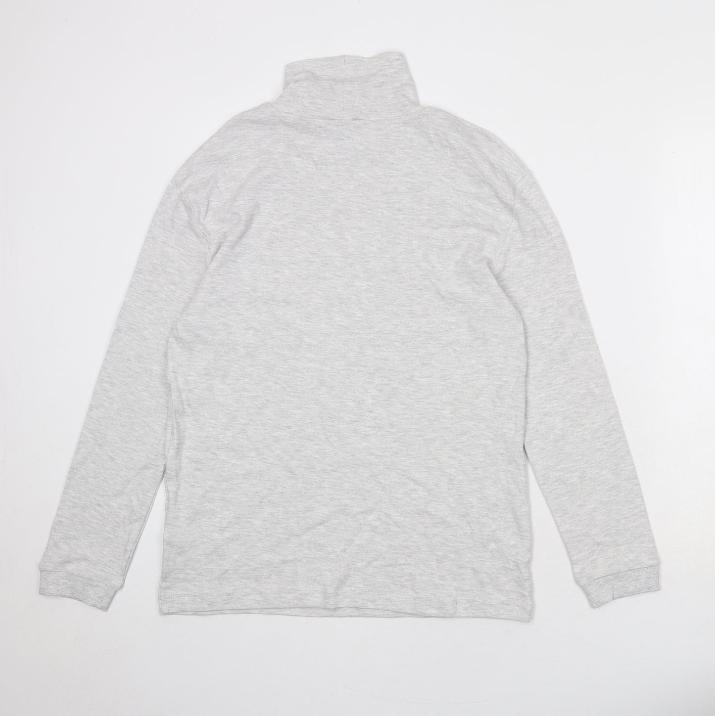Marks and Spencer Boys Grey Cotton Basic T-Shirt Size 13-14 Years High Neck Pullover