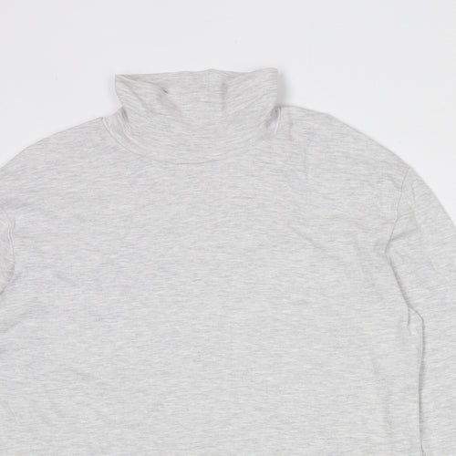 Marks and Spencer Boys Grey Cotton Basic T-Shirt Size 13-14 Years High Neck Pullover