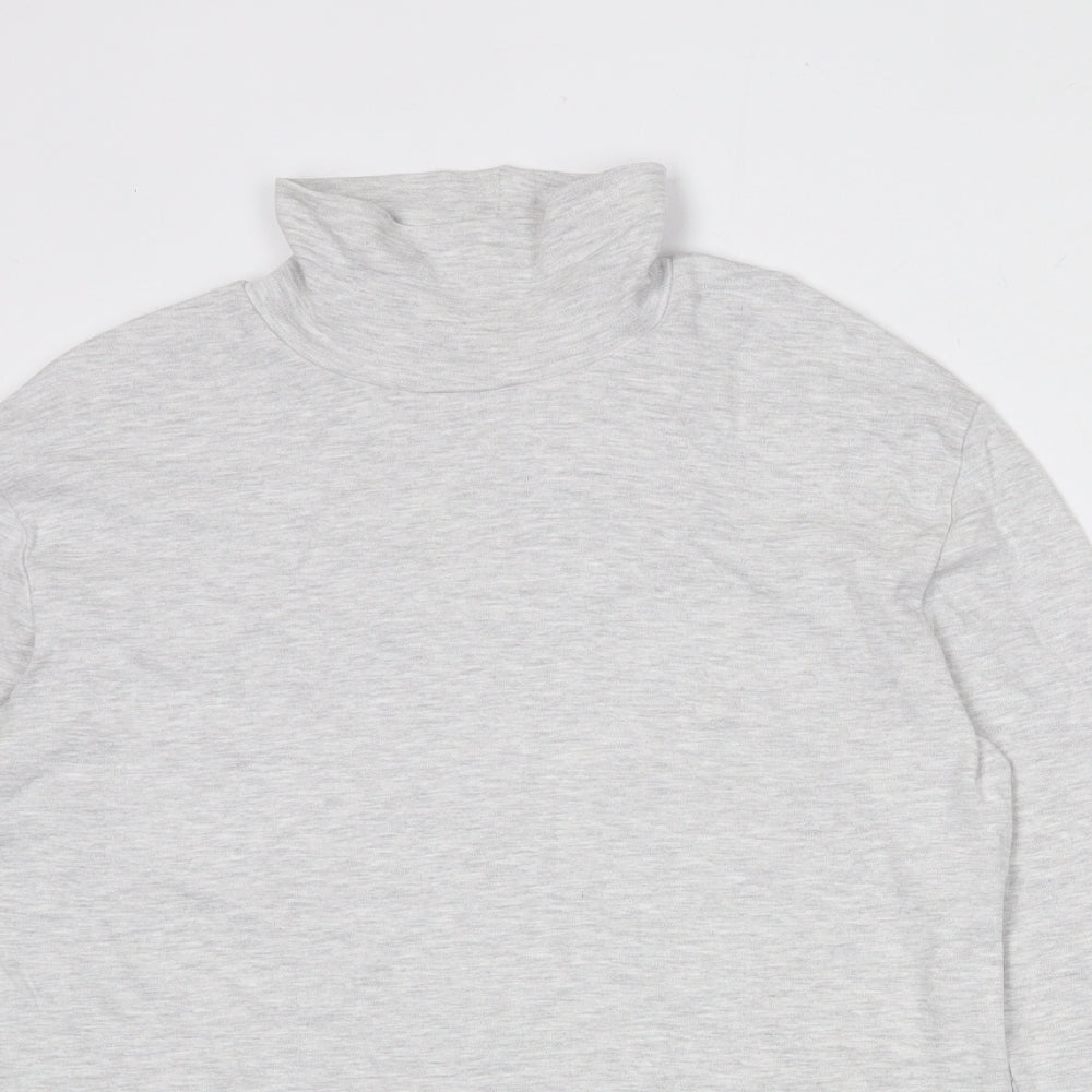 Marks and Spencer Boys Grey Cotton Basic T-Shirt Size 13-14 Years High Neck Pullover
