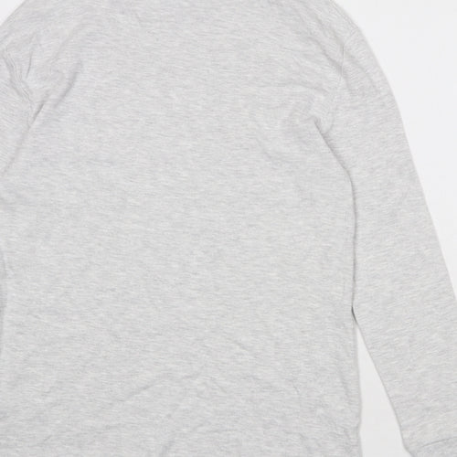 Marks and Spencer Boys Grey Cotton Basic T-Shirt Size 13-14 Years High Neck Pullover