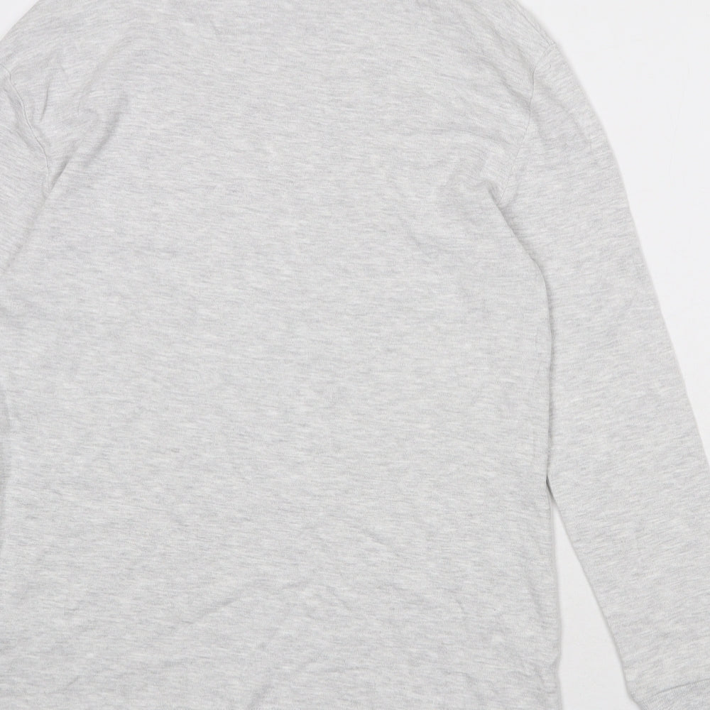 Marks and Spencer Boys Grey Cotton Basic T-Shirt Size 13-14 Years High Neck Pullover