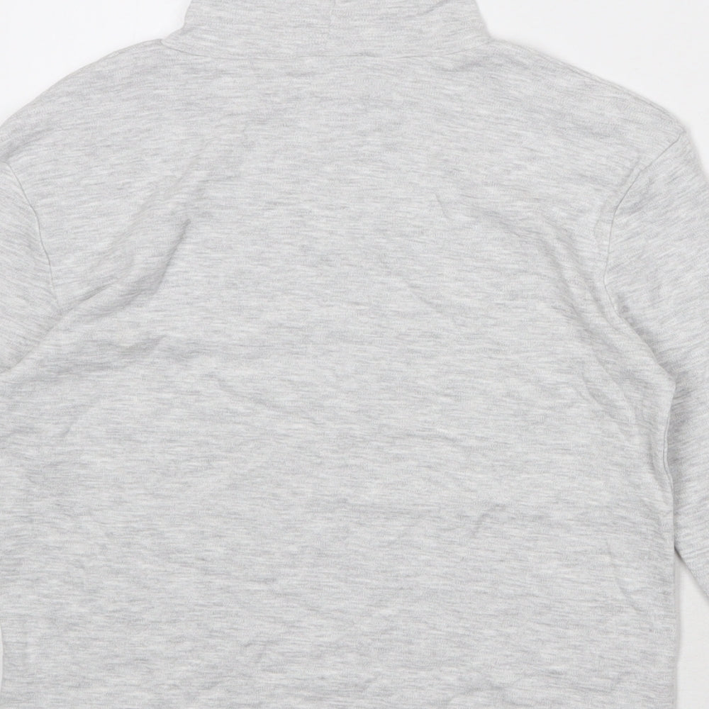 Marks and Spencer Boys Grey Cotton Basic T-Shirt Size 7-8 Years High Neck Pullover