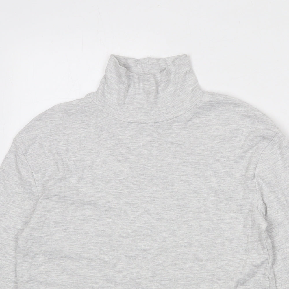 Marks and Spencer Boys Grey Cotton Basic T-Shirt Size 10-11 Years High Neck Pullover