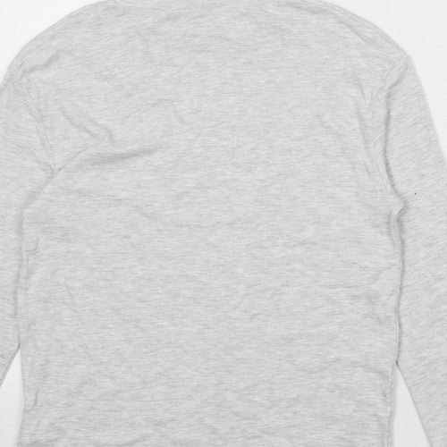 Marks and Spencer Boys Grey Cotton Basic T-Shirt Size 10-11 Years High Neck Pullover