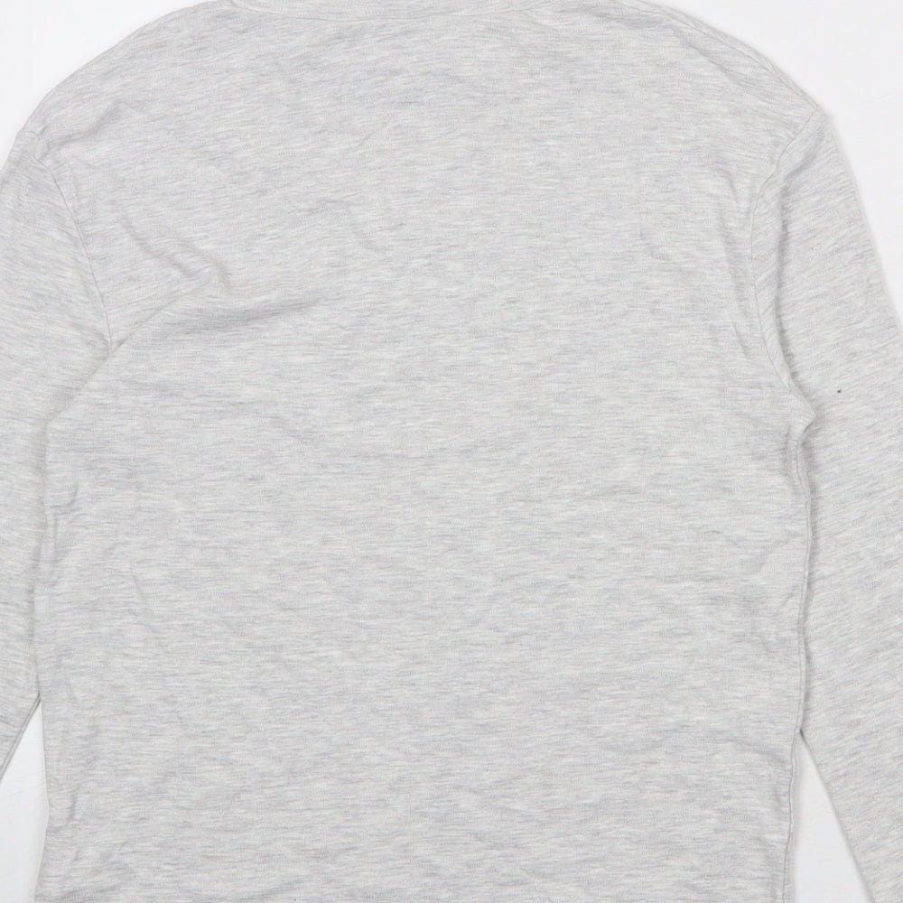 Marks and Spencer Boys Grey Cotton Basic T-Shirt Size 10-11 Years High Neck Pullover