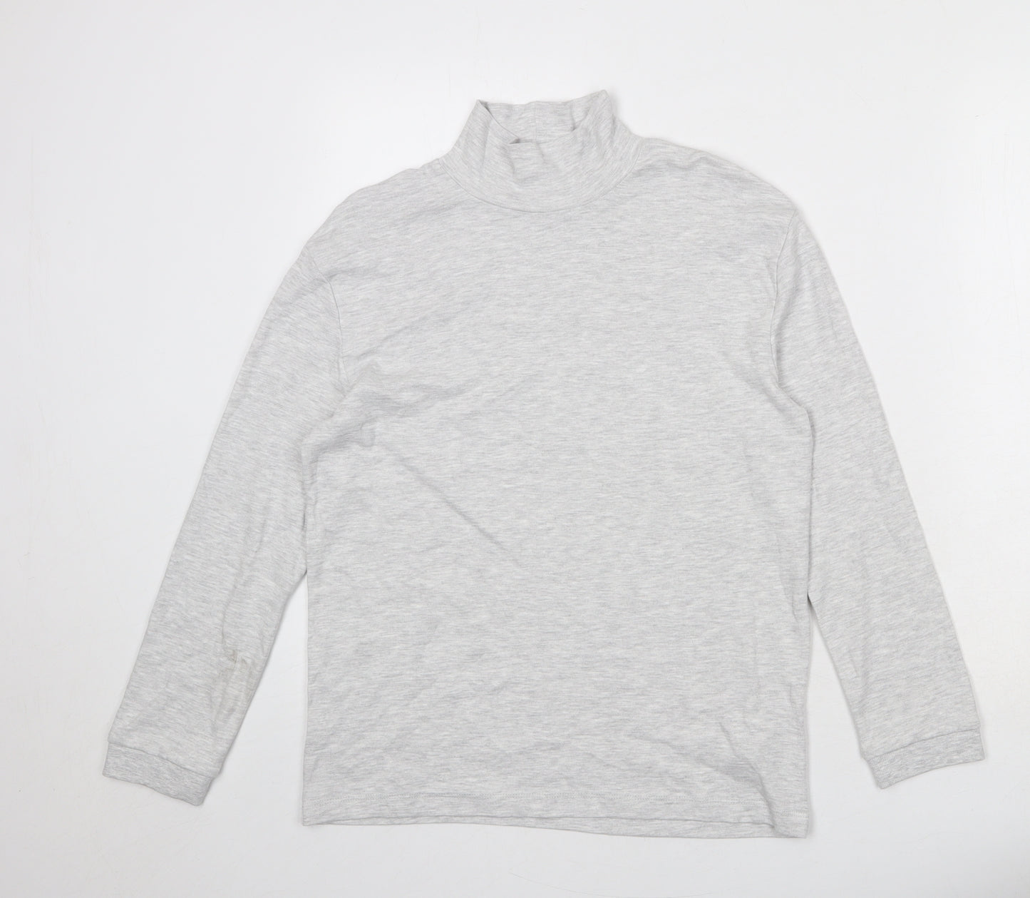 Marks and Spencer Boys Grey Cotton Basic T-Shirt Size 10-11 Years High Neck Pullover