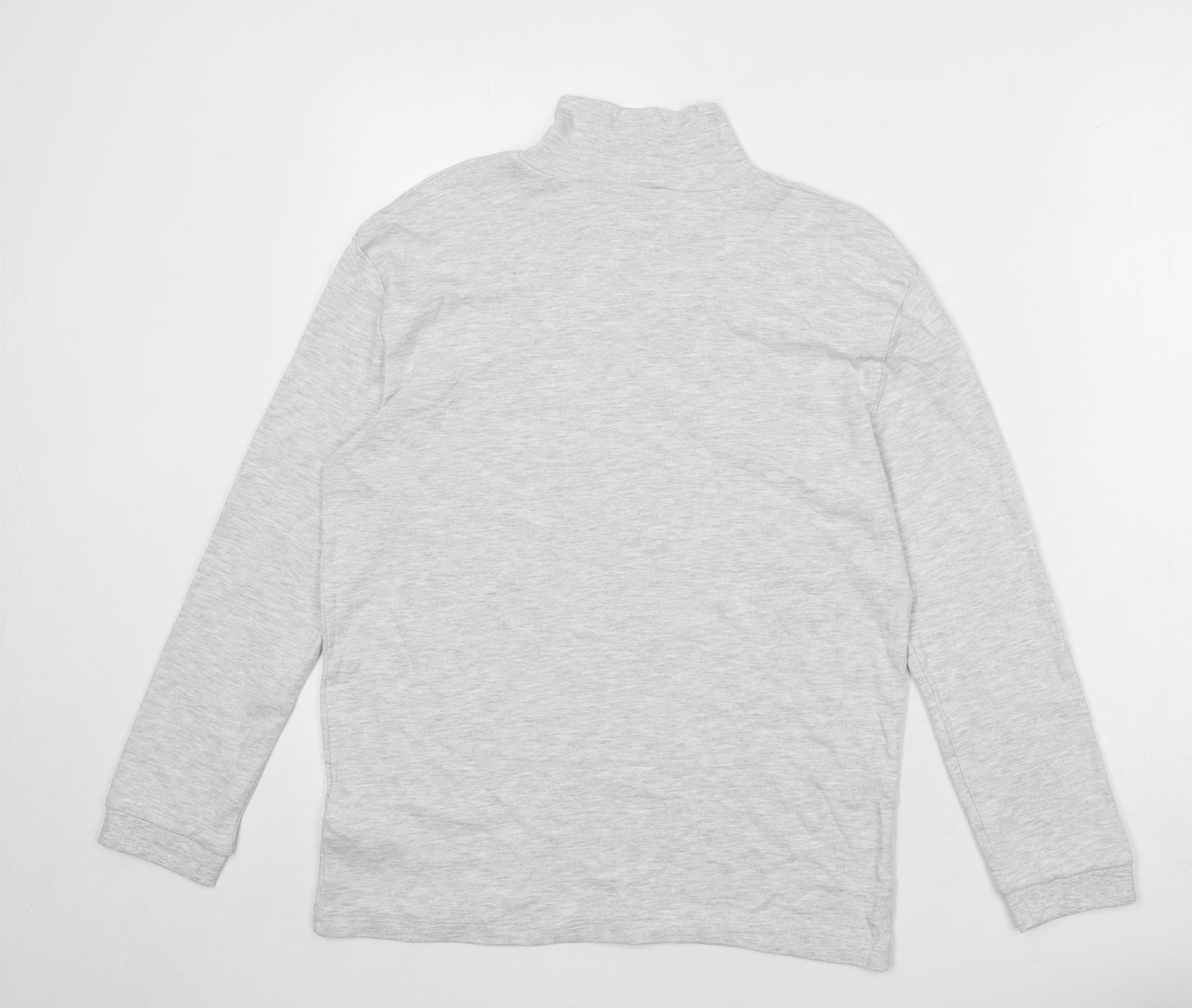 Marks and Spencer Boys Grey Cotton Basic T-Shirt Size 10-11 Years High Neck Pullover