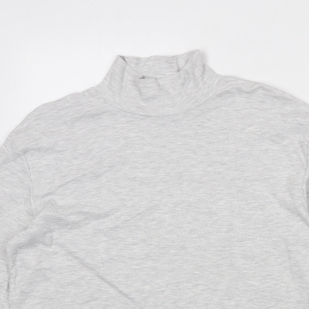 Marks and Spencer Boys Grey Cotton Basic T-Shirt Size 10-11 Years High Neck Pullover