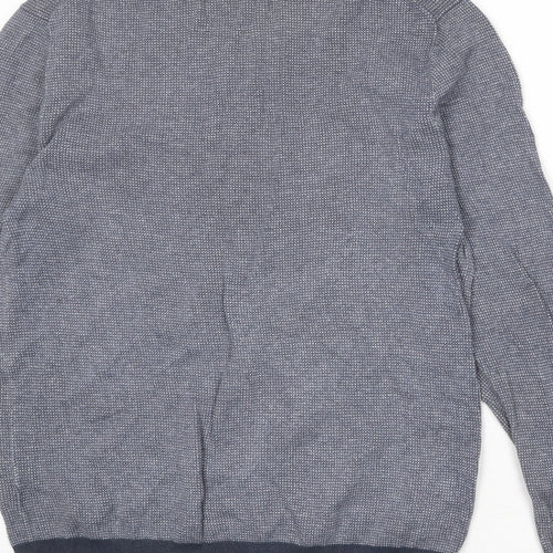 Gap Mens Grey V-Neck Geometric Cotton Pullover Jumper Size M Long Sleeve