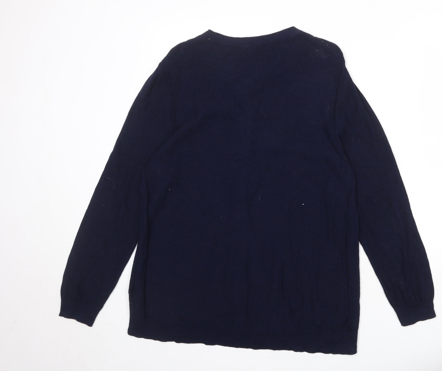 White Stuff Womens Blue Round Neck 100% Cotton Cardigan Jumper Size 20